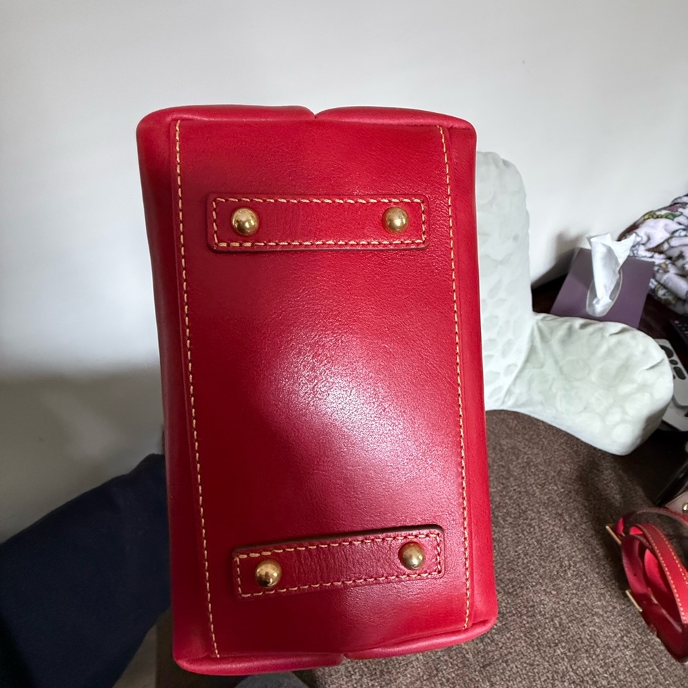 Dooney and Burke Small Hobo Crossbody Red Leather Shoulder Bag - Picture 3 of 5